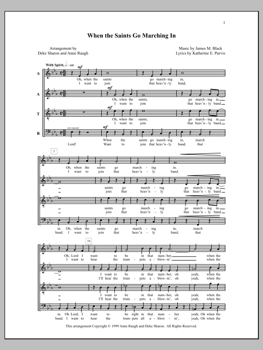 Deke Sharon When the Saints Go Marching In sheet music notes and chords arranged for SATB Choir