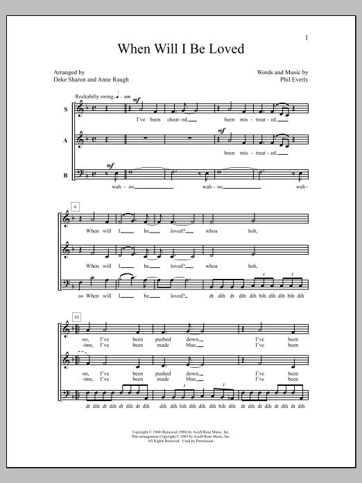 Deke Sharon When Will I Be Loved sheet music notes and chords arranged for SSAA Choir