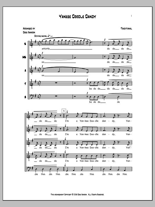 Deke Sharon Yankee Doodle sheet music notes and chords arranged for SSATB Choir