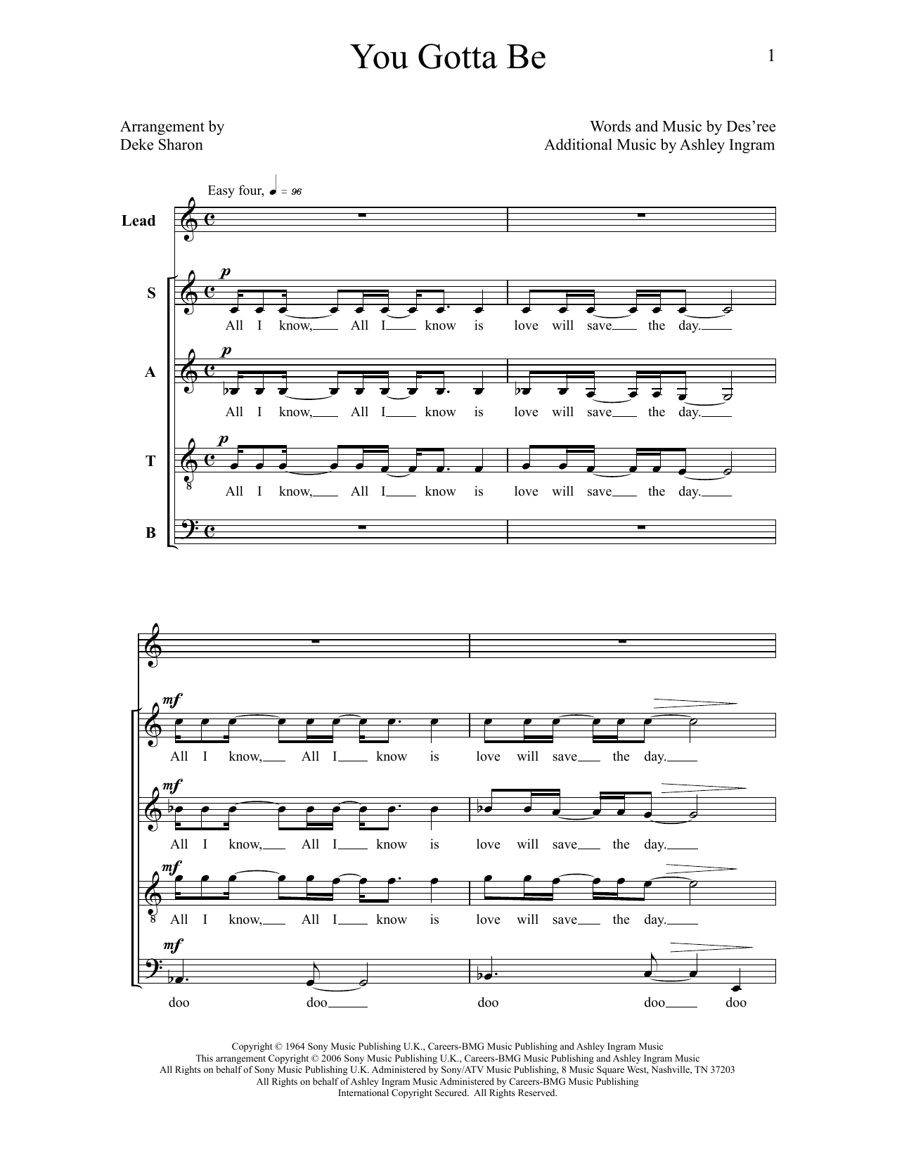 Deke Sharon You Gotta Be sheet music notes and chords arranged for SATB Choir