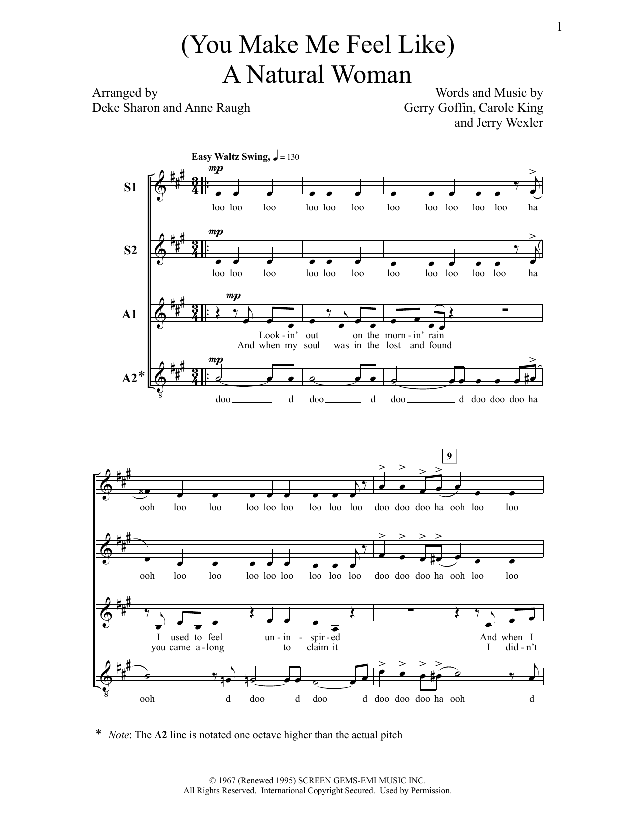 Deke Sharon (You Make Me Feel Like) A Natural Woman sheet music notes and chords arranged for SSAA Choir