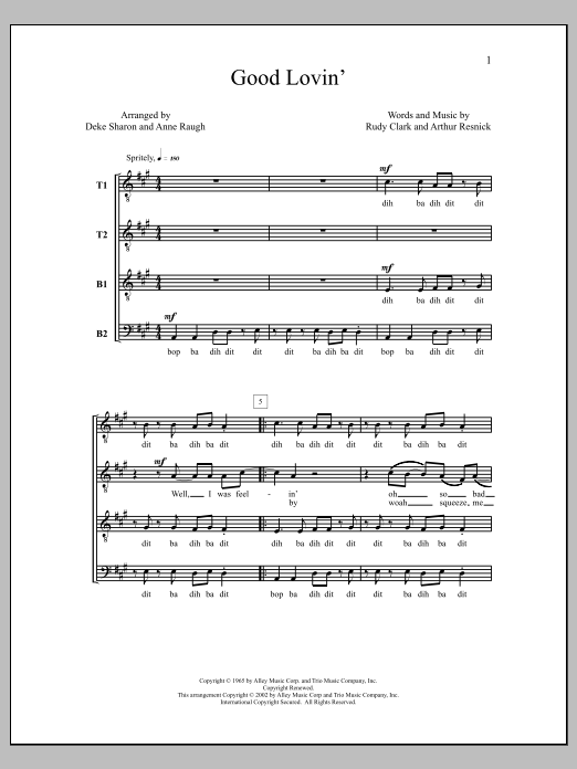 Deke Sharon Good Lovin' sheet music notes and chords. Download Printable PDF.