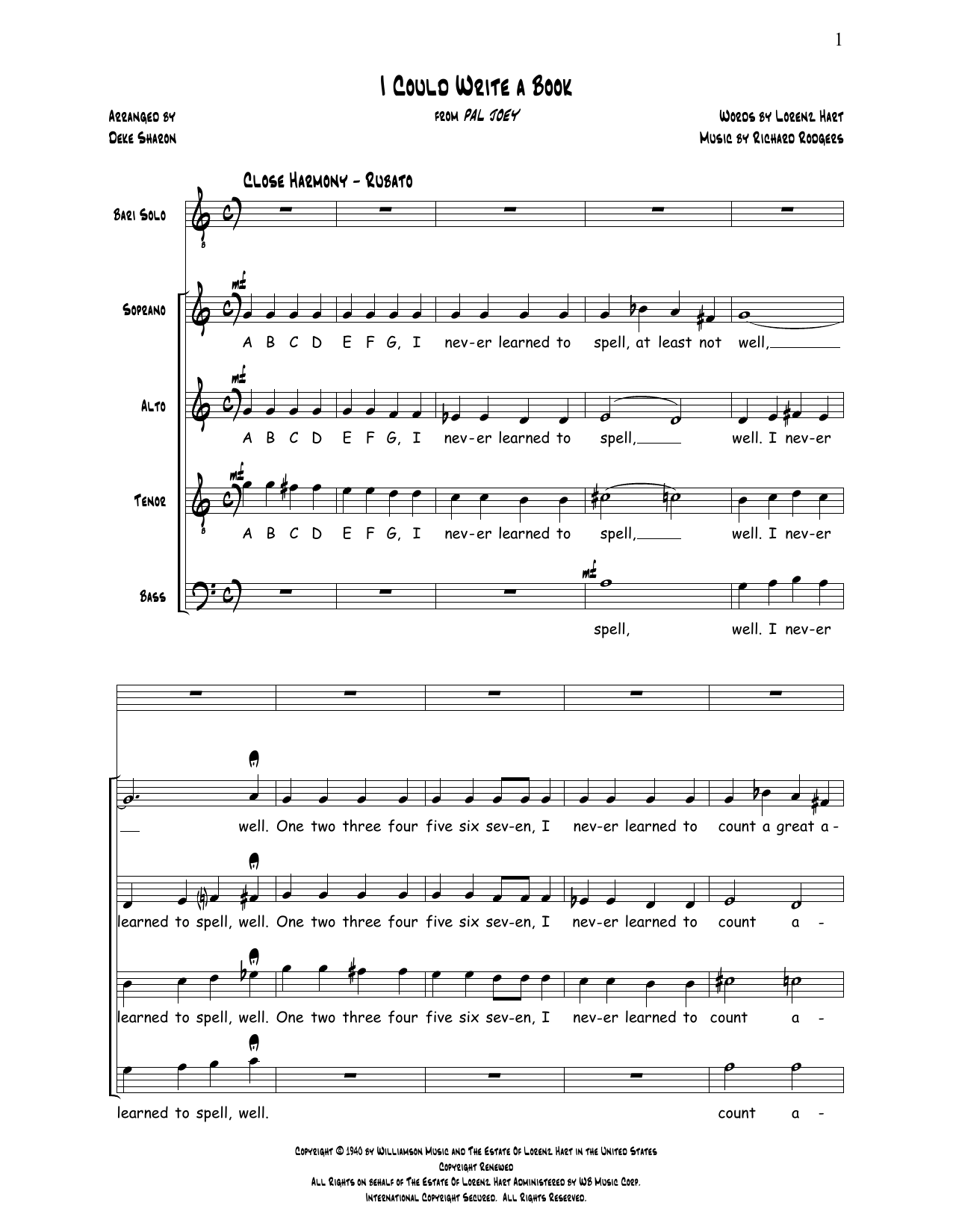 Deke Sharon I Could Write A Book sheet music notes and chords. Download Printable PDF.