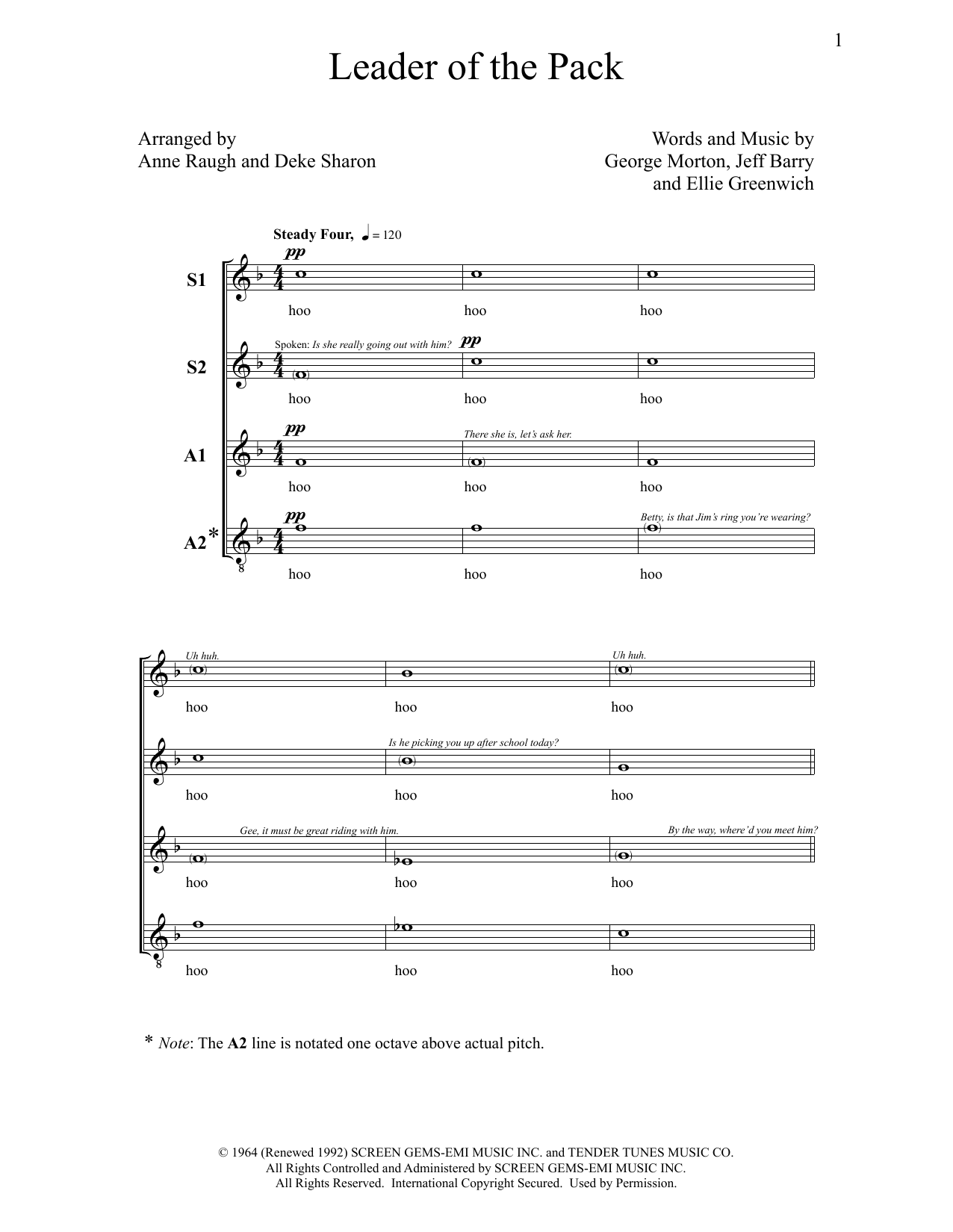 Deke Sharon Leader Of The Pack sheet music notes and chords. Download Printable PDF.