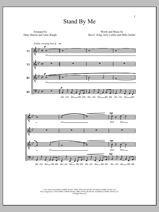 Deke Sharon Stand By Me sheet music notes and chords. Download Printable PDF.