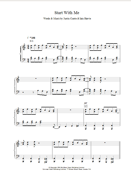 Del Amitri Start With Me sheet music notes and chords arranged for Piano, Vocal & Guitar Chords