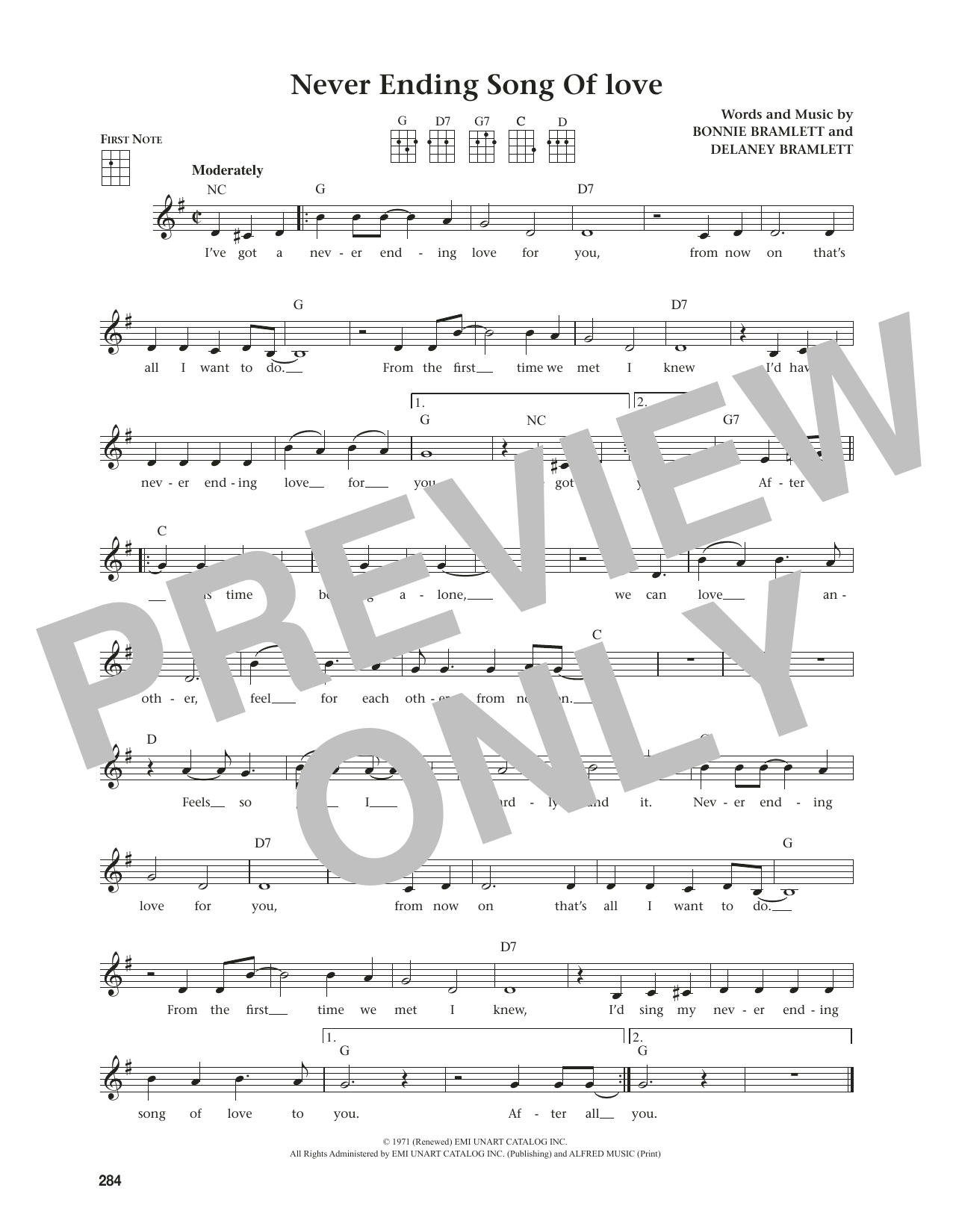 Delaney & Bonnie Never Ending Song Of Love (from The Daily Ukulele) (arr. Jim Beloff) sheet music notes and chords arranged for Ukulele