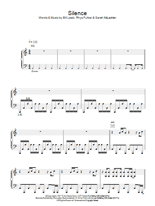 Delerium And Sarah McLachlan Silence sheet music notes and chords arranged for Piano, Vocal & Guitar Chords
