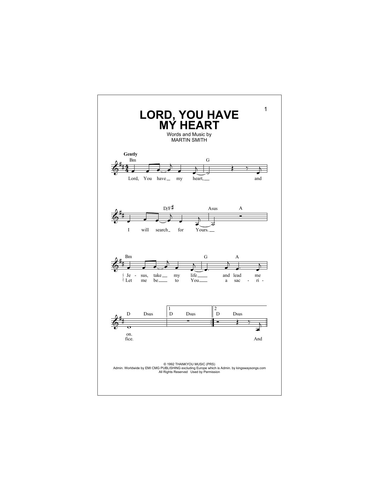 Delirious Lord, You Have My Heart sheet music notes and chords arranged for Lead Sheet / Fake Book