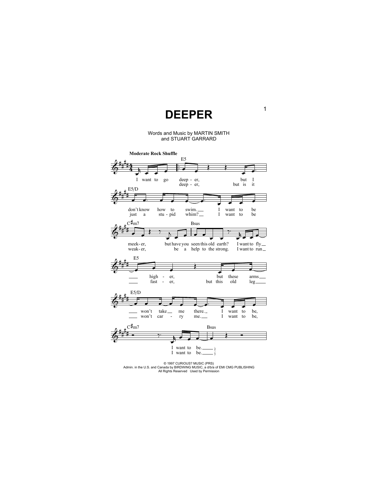 Delirious? Deeper sheet music notes and chords arranged for Guitar Tab