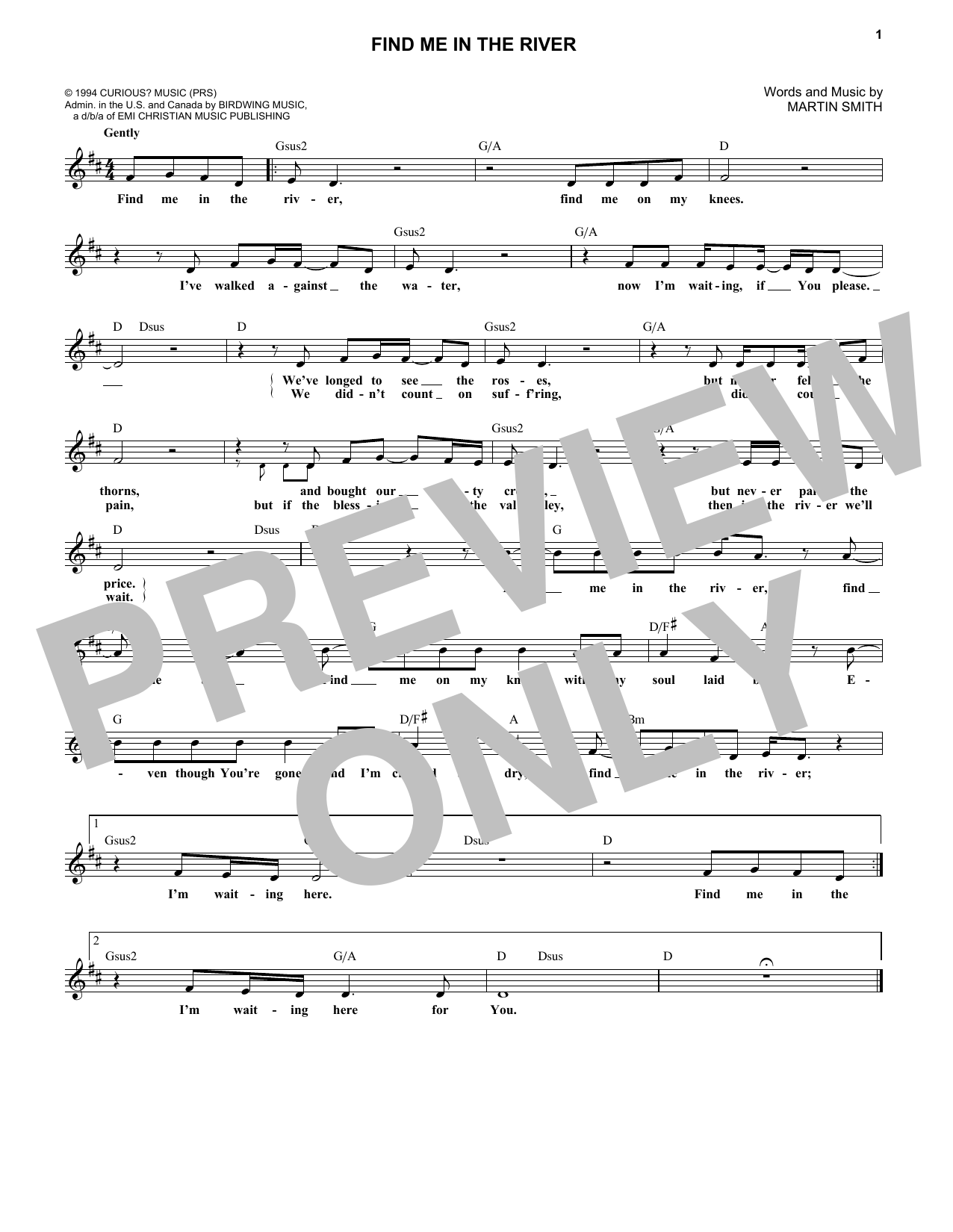 Delirious? Find Me In The River sheet music notes and chords arranged for Lead Sheet / Fake Book