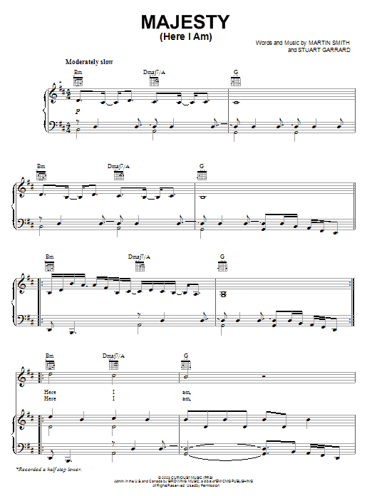 Delirious? Majesty (Here I Am) sheet music notes and chords arranged for Lead Sheet / Fake Book