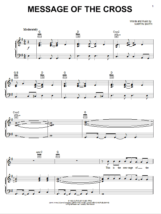 Delirious? Message Of The Cross sheet music notes and chords arranged for Piano, Vocal & Guitar Chords (Right-Hand Melody)