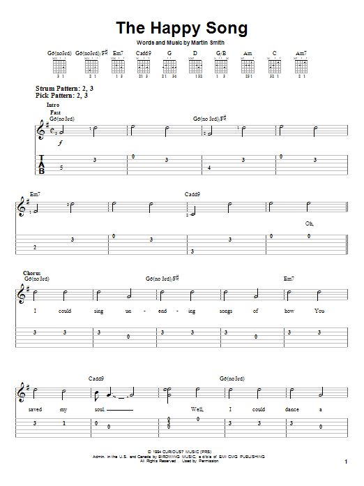 Delirious? The Happy Song sheet music notes and chords arranged for Easy Guitar Tab