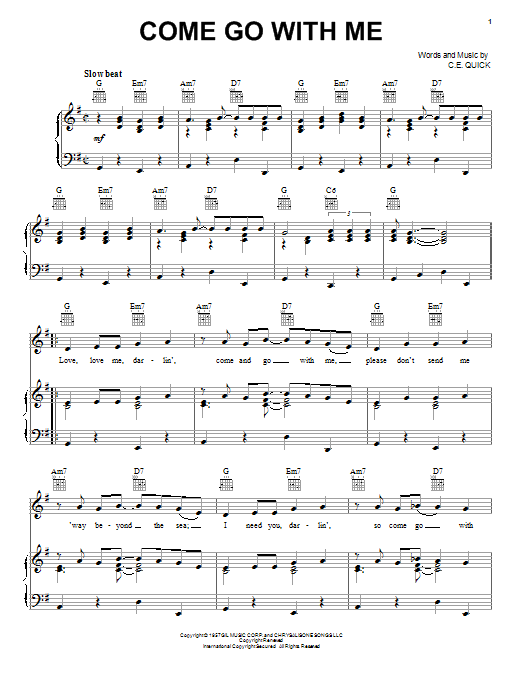 Dell-Vikings Come Go With Me sheet music notes and chords arranged for Lead Sheet / Fake Book
