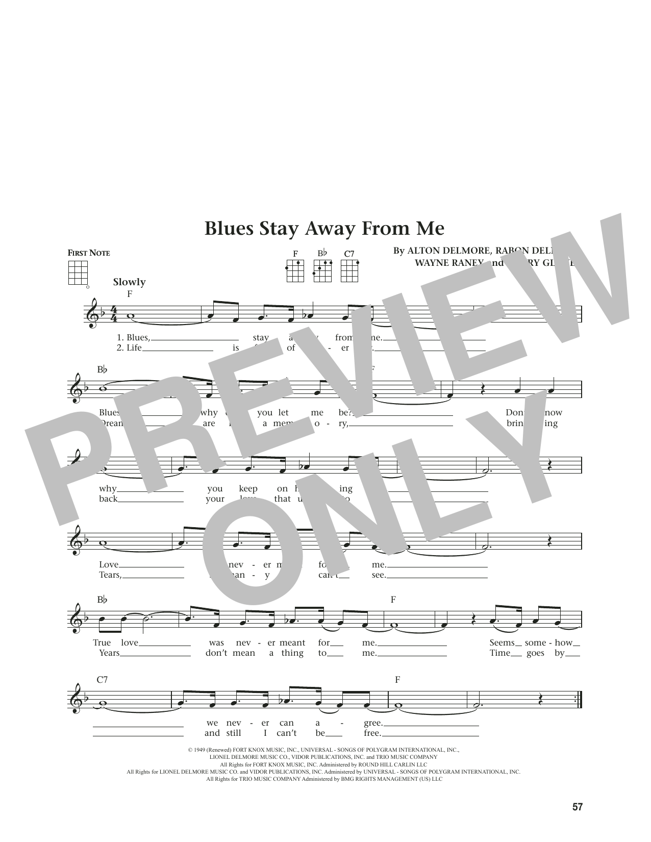 Delmore Brothers Blues Stay Away From Me (from The Daily Ukulele) (arr. Jim Beloff) sheet music notes and chords arranged for Ukulele