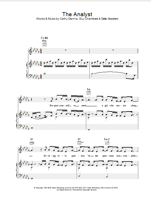 Delta Goodrem The Analyst sheet music notes and chords arranged for Piano, Vocal & Guitar Chords