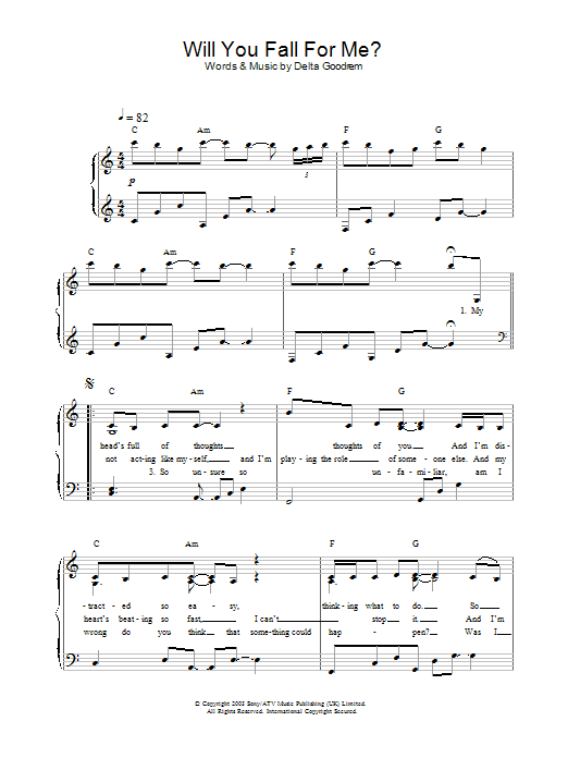 Delta Goodrem Will You Fall For Me? sheet music notes and chords arranged for Piano Solo