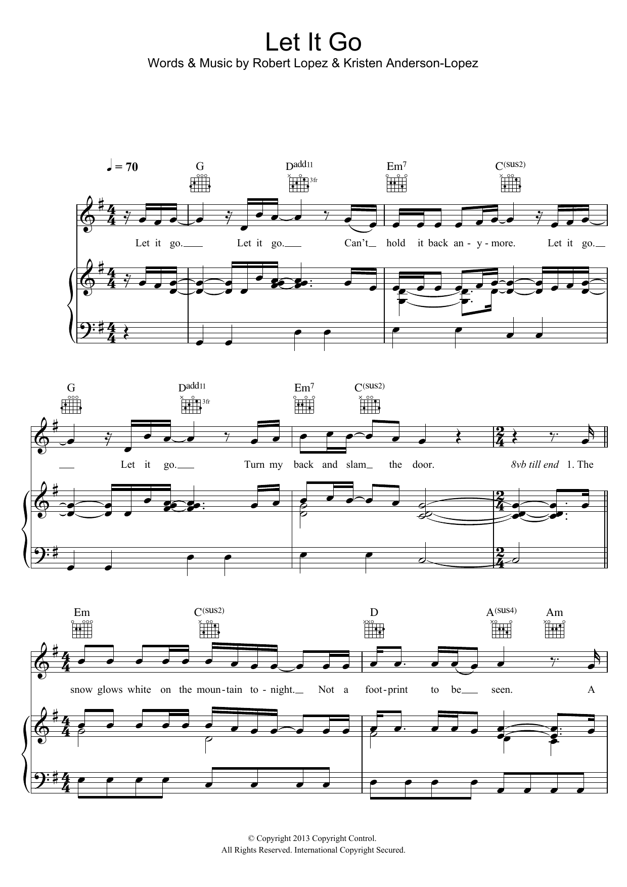 Demi Lovato Let It Go (from Frozen) (Demi Lovato version) sheet music notes and chords arranged for Pro Vocal