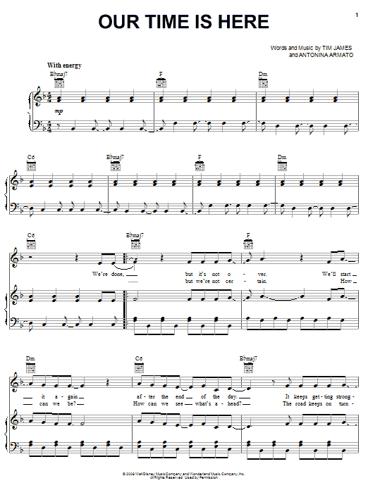 Demi Lovato Our Time Is Here (from Camp Rock) sheet music notes and chords arranged for Easy Piano