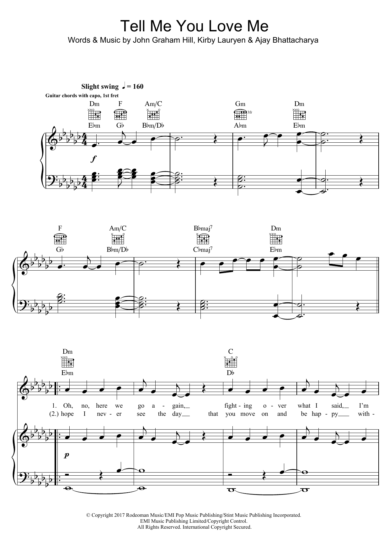 Demi Lovato Tell Me You Love Me sheet music notes and chords arranged for Piano, Vocal & Guitar Chords