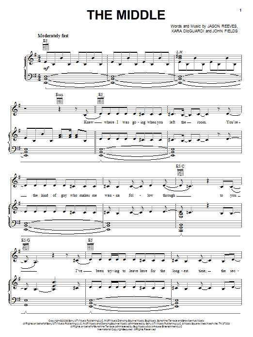 Demi Lovato The Middle sheet music notes and chords arranged for Piano, Vocal & Guitar Chords (Right-Hand Melody)