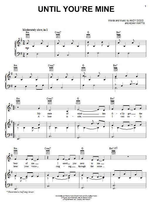 Demi Lovato Until You're Mine sheet music notes and chords arranged for Piano, Vocal & Guitar Chords (Right-Hand Melody)