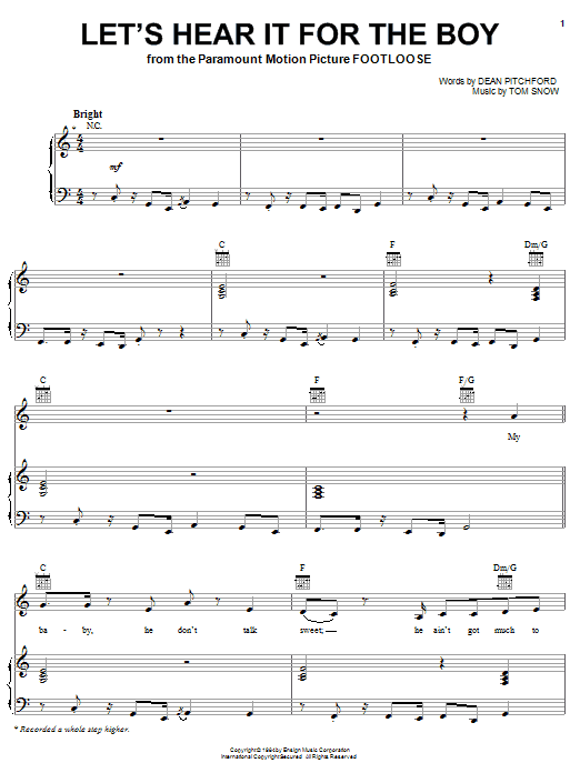 Deniece Williams Let's Hear It For The Boy sheet music notes and chords. Download Printable PDF.