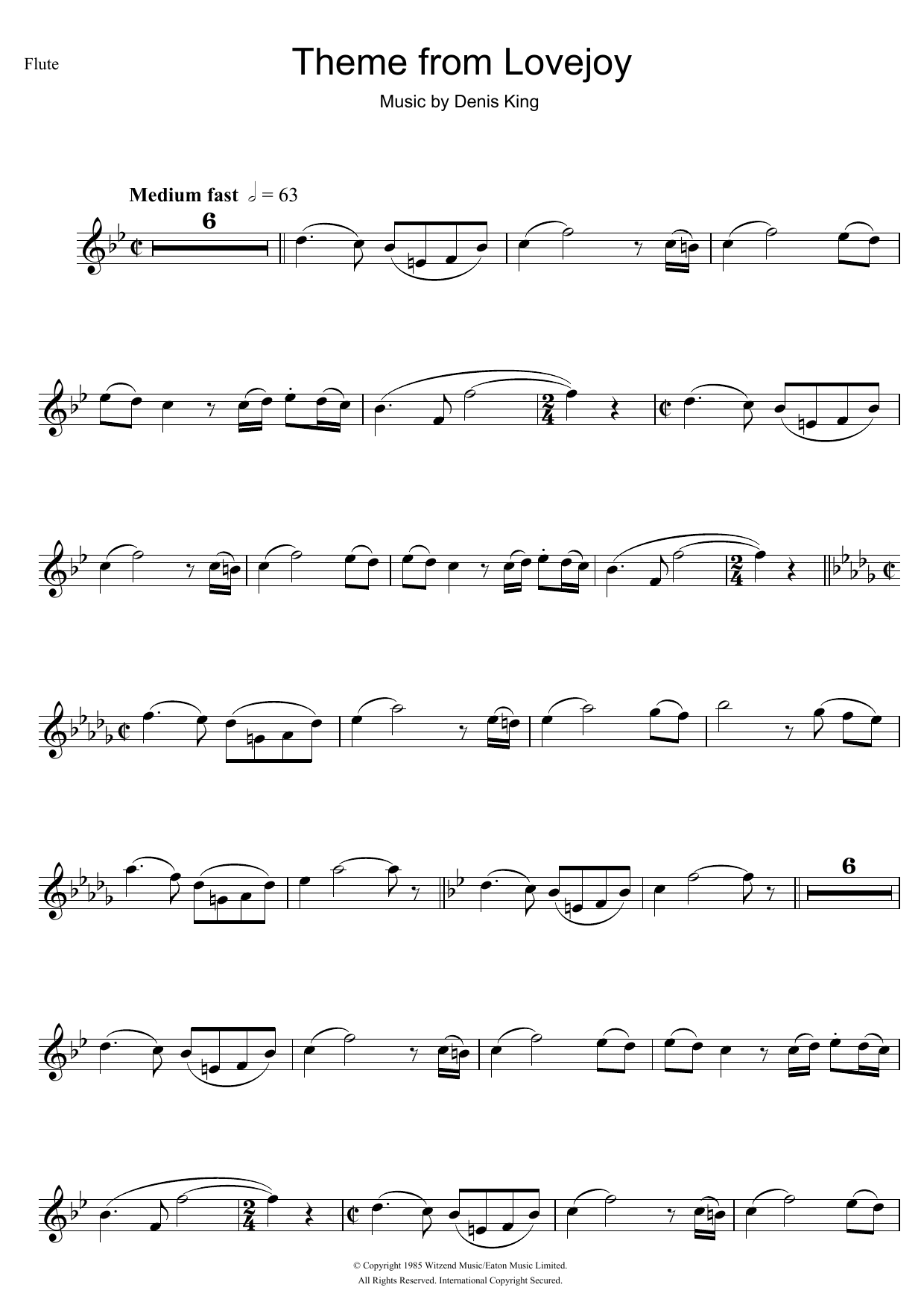 Denis King Theme from Lovejoy sheet music notes and chords arranged for Alto Sax Solo
