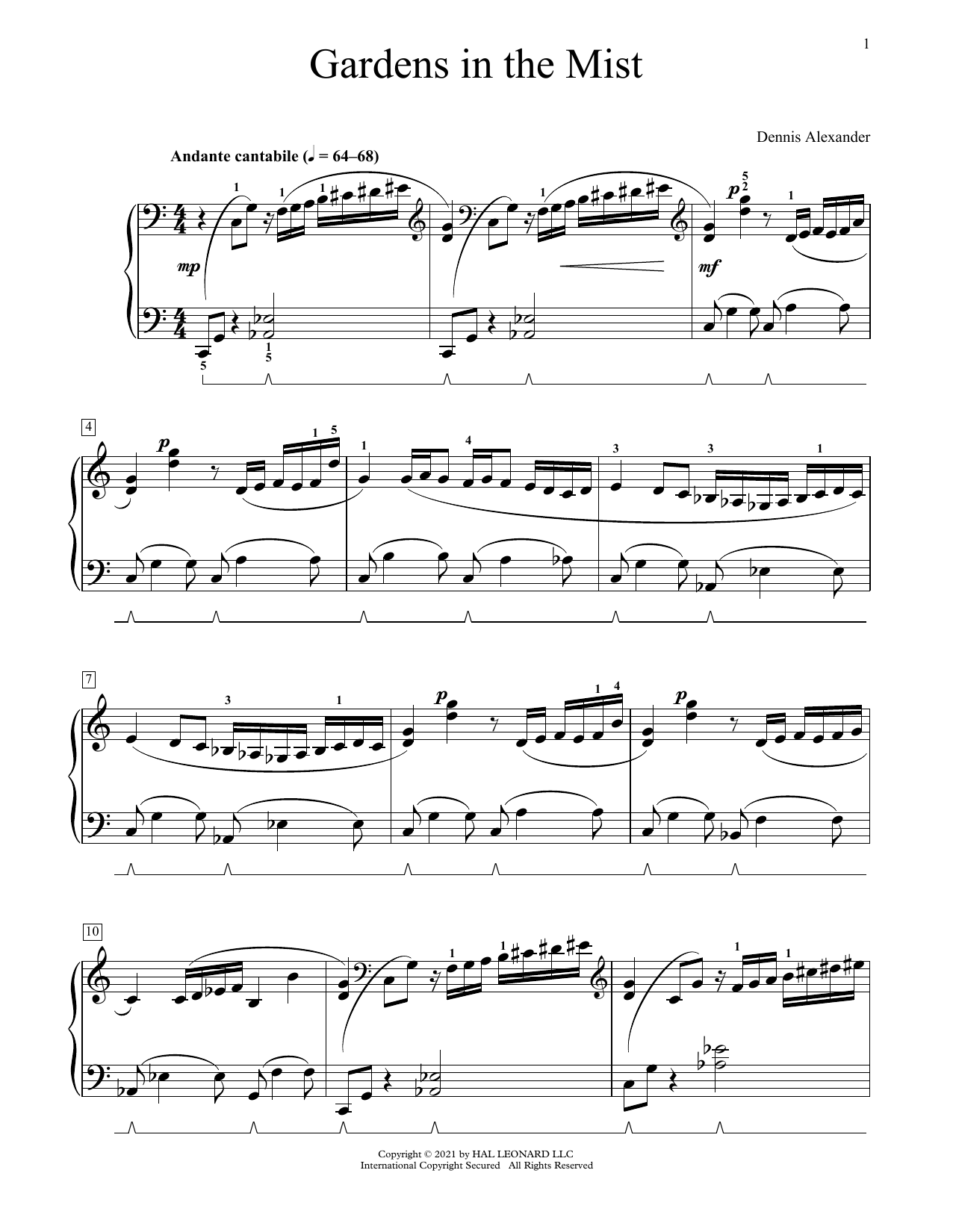 Dennis Alexander Gardens In The Mist sheet music notes and chords arranged for Educational Piano