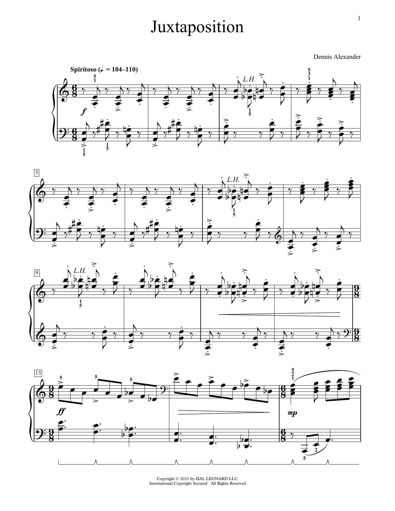 Dennis Alexander Juxtaposition sheet music notes and chords arranged for Educational Piano