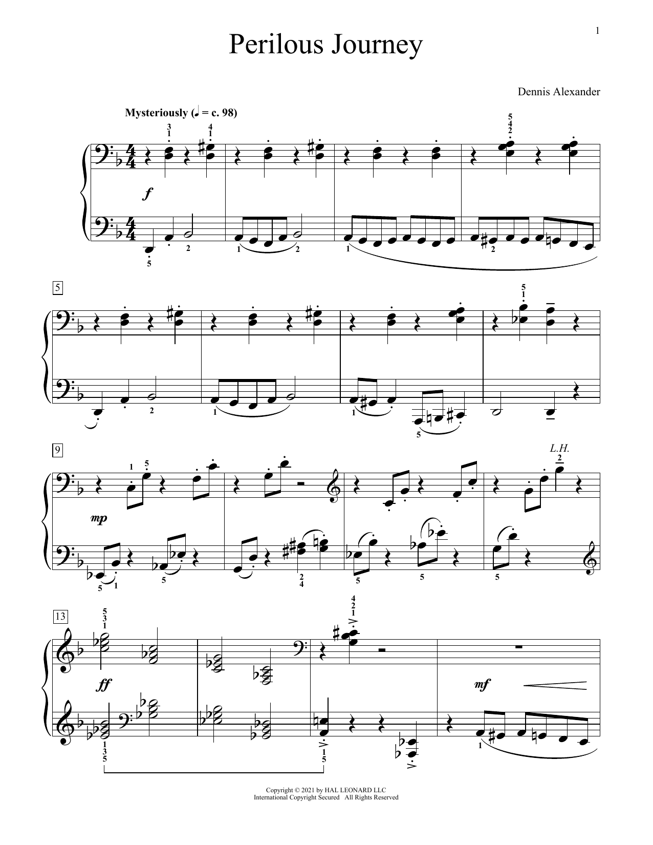 Dennis Alexander Perilous Journey sheet music notes and chords arranged for Educational Piano