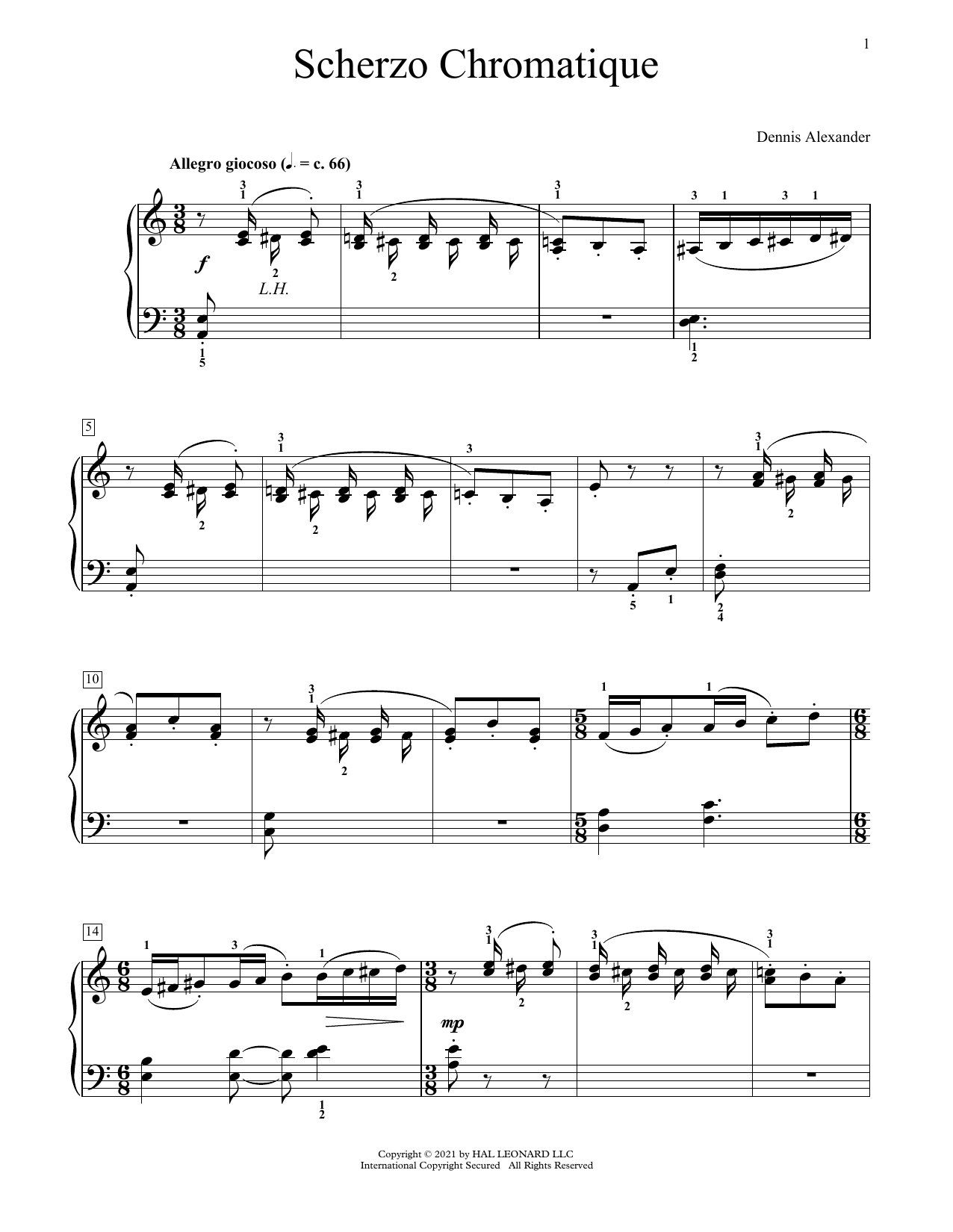 Dennis Alexander Scherzo Chromatique sheet music notes and chords arranged for Educational Piano