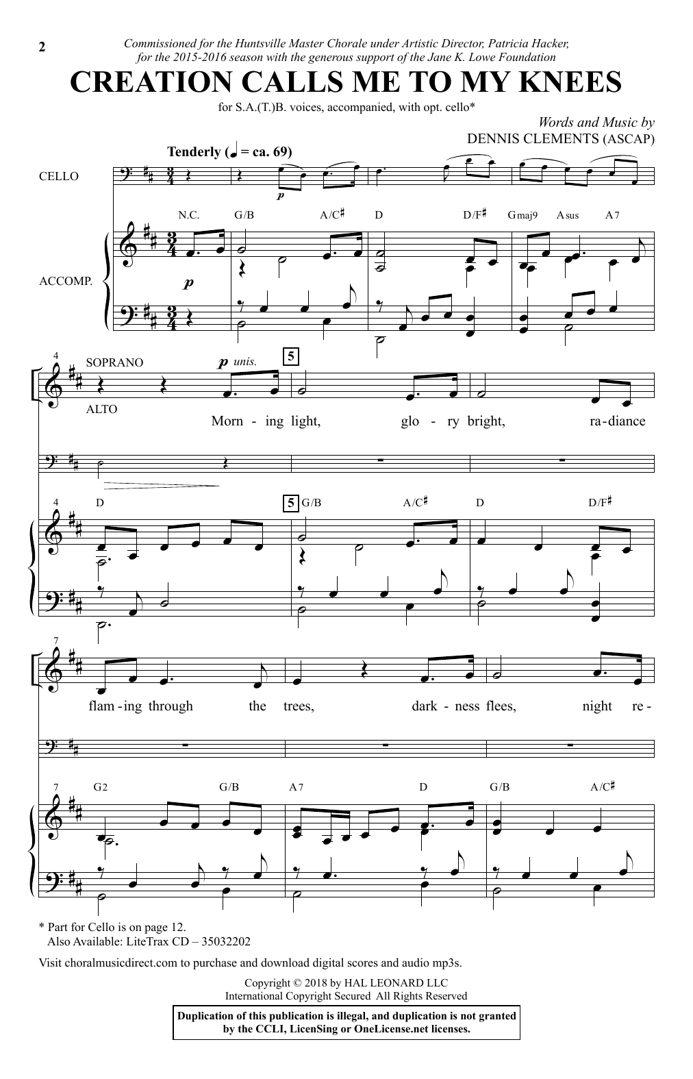 Dennis Clements Creation Calls Me To My Knees sheet music notes and chords arranged for SATB Choir