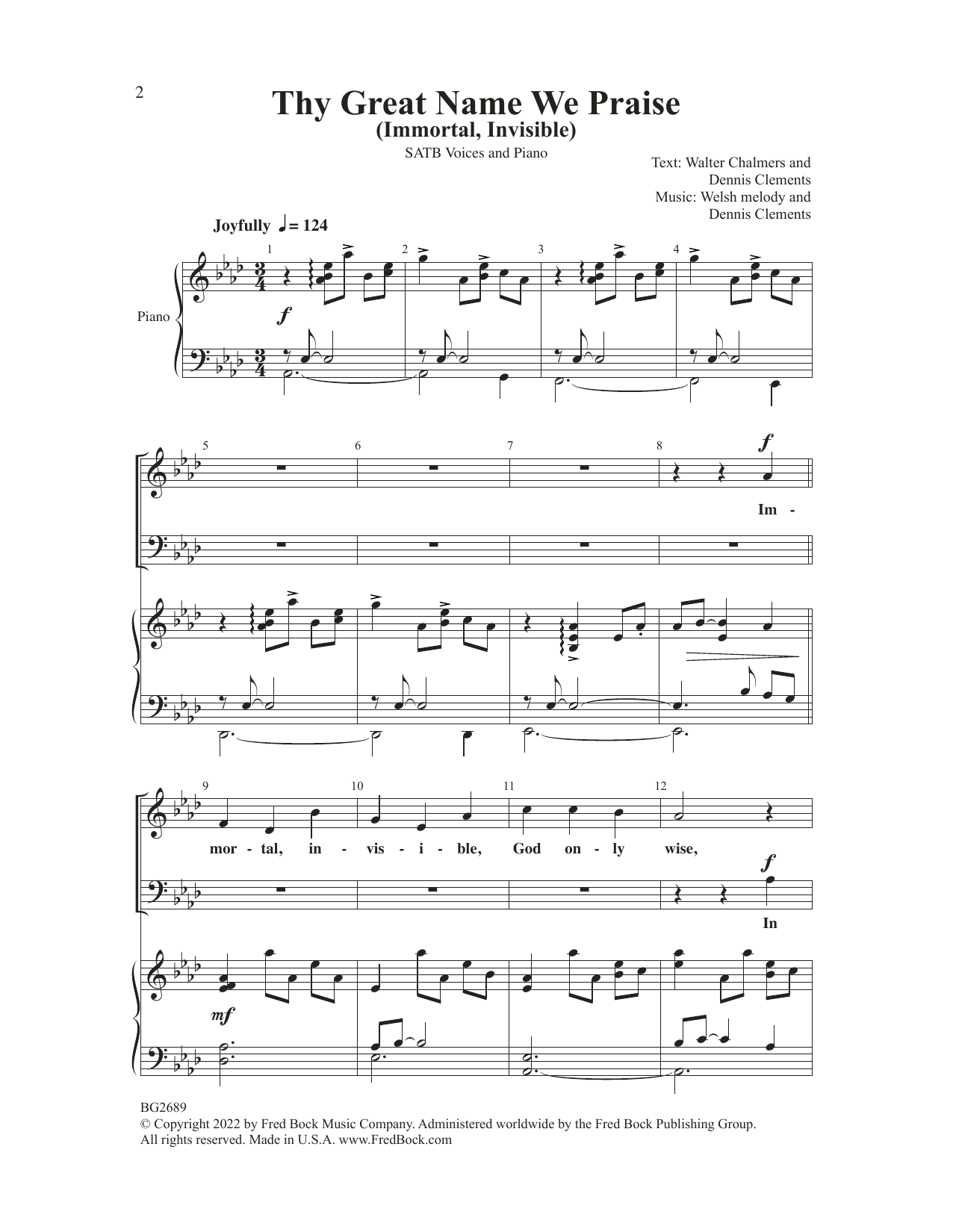 Dennis Clements Thy Great Name We Praise sheet music notes and chords arranged for SATB Choir