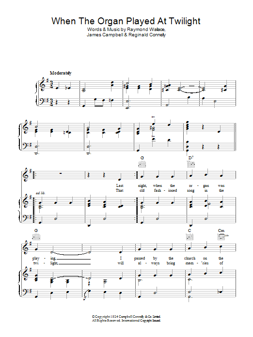 Dennis Day When The Organ Played At Twilight sheet music notes and chords arranged for Piano, Vocal & Guitar Chords