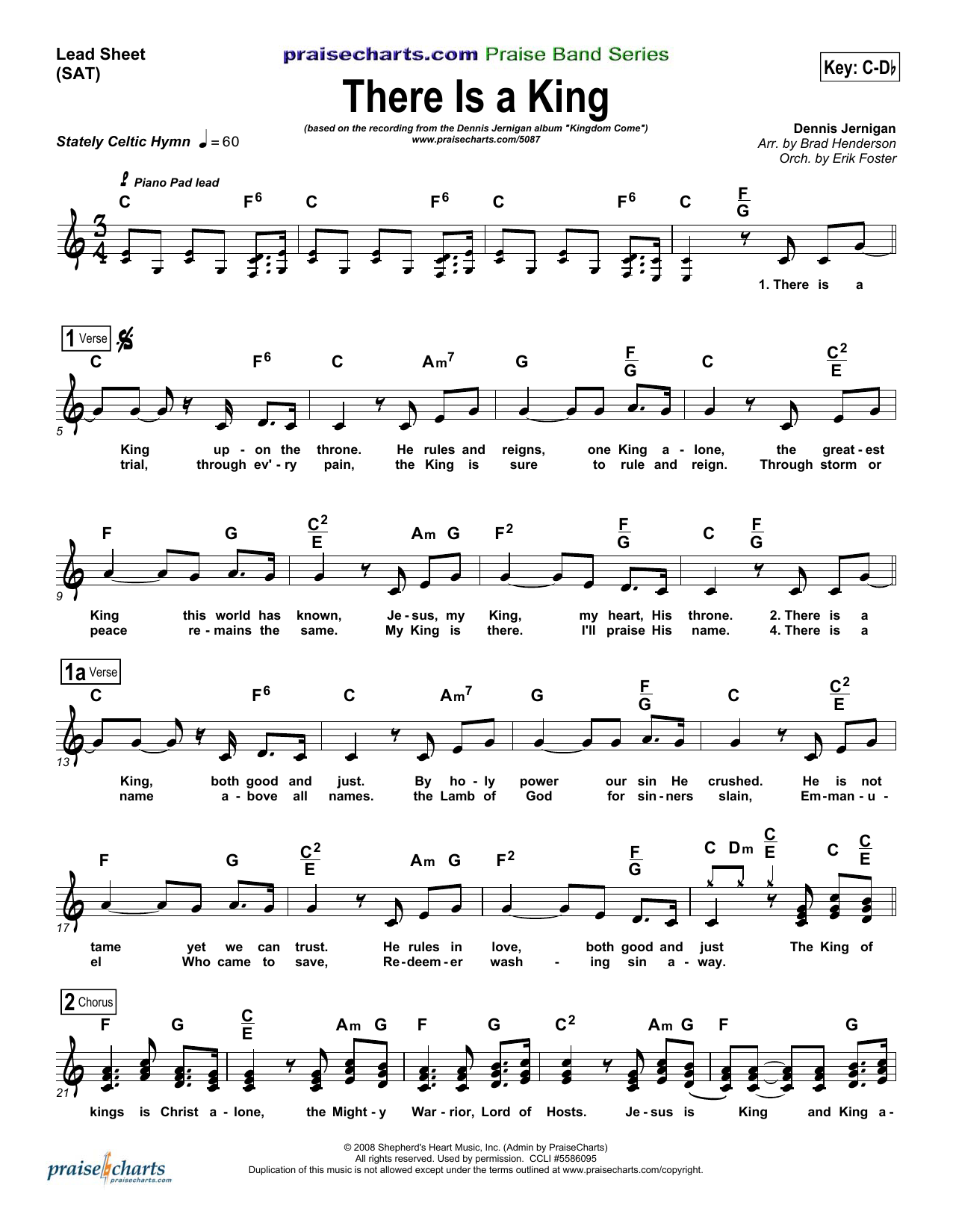 Dennis Jernigan There Is A King sheet music notes and chords arranged for Lead Sheet / Fake Book
