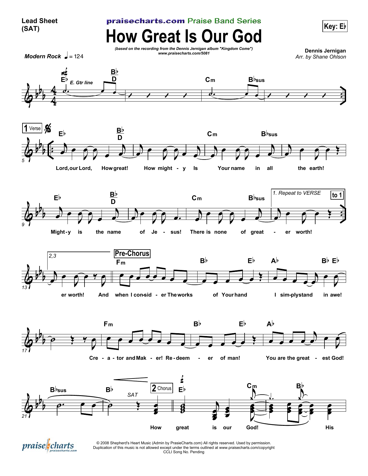 Dennis Jernigan How Great Is Our God sheet music notes and chords arranged for Lead Sheet / Fake Book