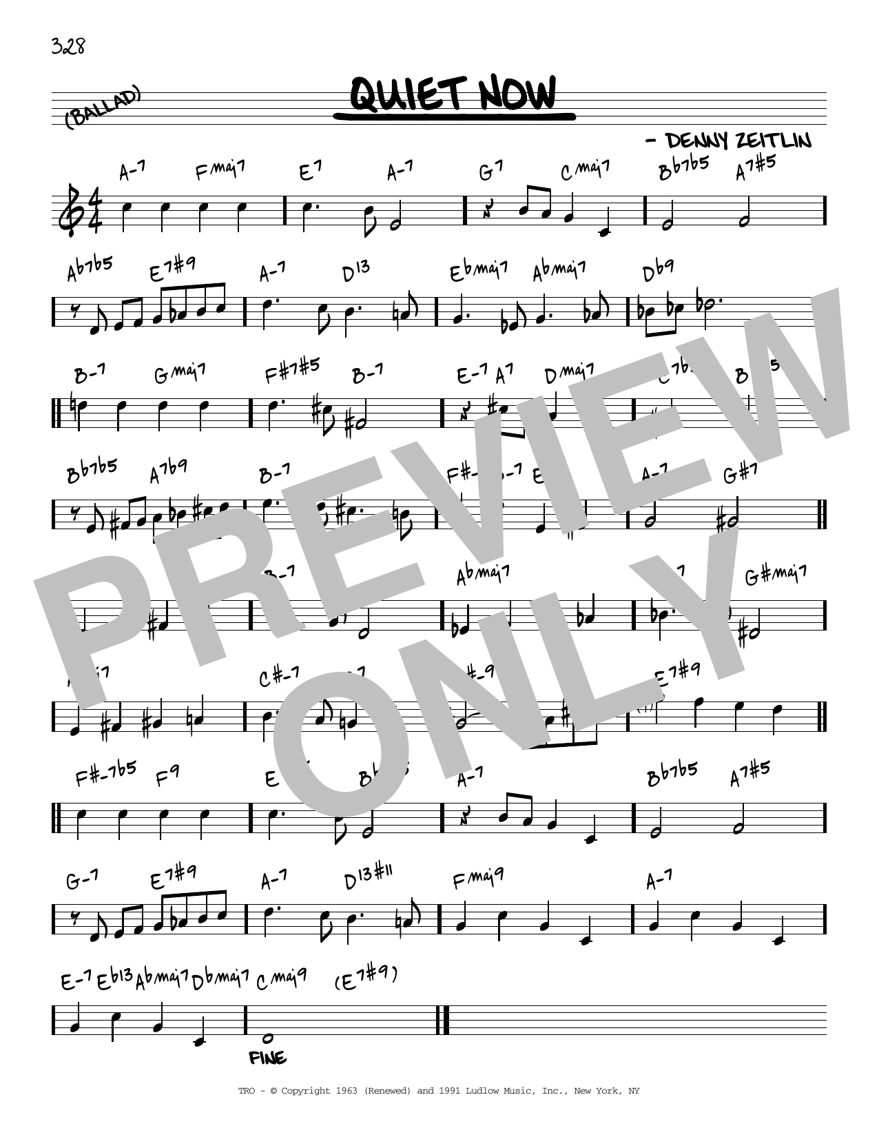 Denny Zeitlin Quiet Now [Reharmonized version] (arr. Jack Grassel) sheet music notes and chords arranged for Real Book – Melody & Chords