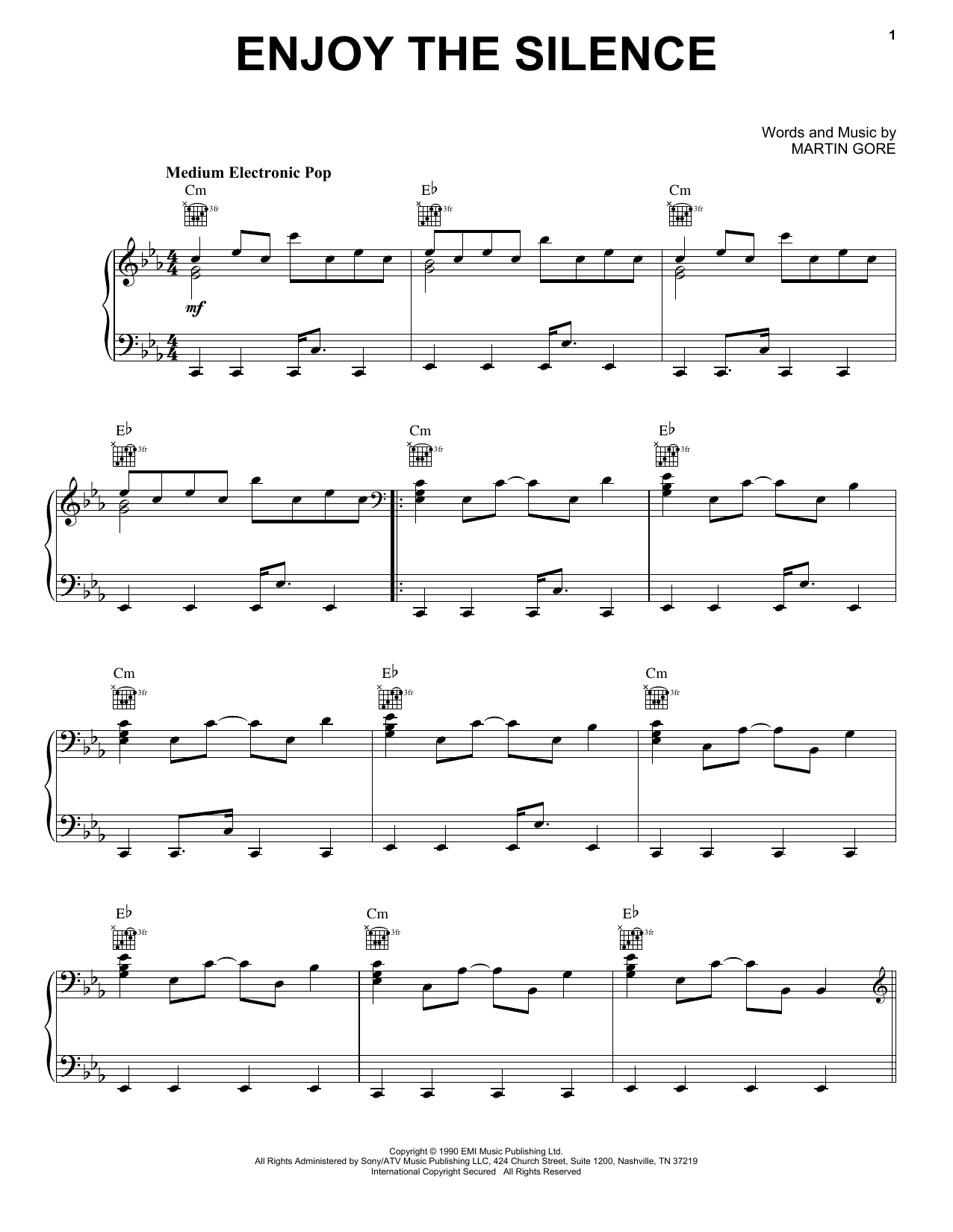 Depeche Mode Enjoy The Silence sheet music notes and chords arranged for Real Book – Melody, Lyrics & Chords