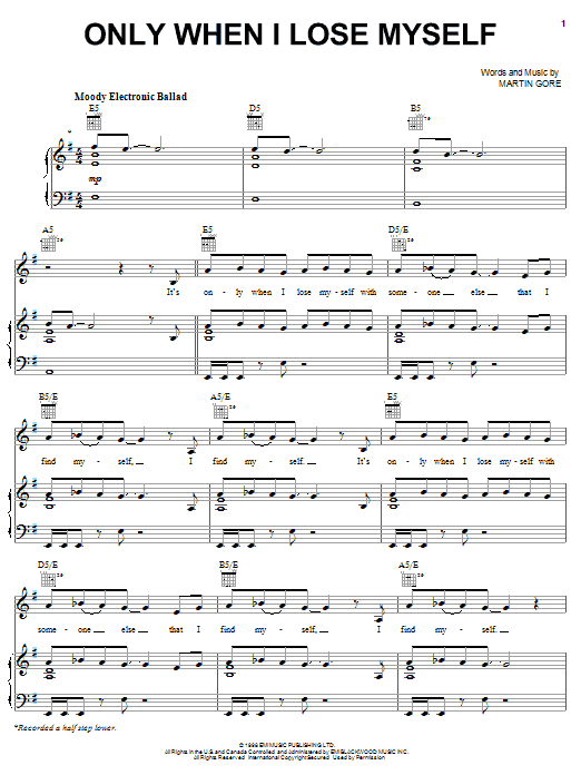 Depeche Mode Only When I Lose Myself sheet music notes and chords arranged for Piano, Vocal & Guitar Chords (Right-Hand Melody)