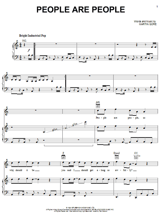 Depeche Mode People Are People sheet music notes and chords arranged for Piano, Vocal & Guitar Chords (Right-Hand Melody)