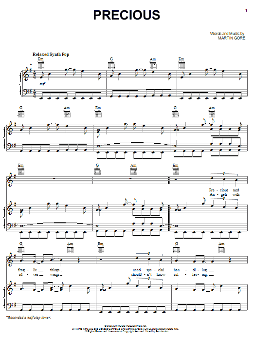 Depeche Mode Precious sheet music notes and chords arranged for Piano, Vocal & Guitar Chords (Right-Hand Melody)