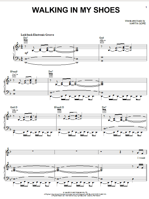 Depeche Mode Walking In My Shoes sheet music notes and chords arranged for Piano, Vocal & Guitar Chords (Right-Hand Melody)