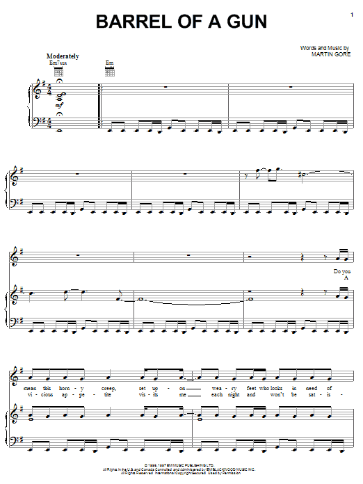 Depeche Mode Barrel Of A Gun sheet music notes and chords arranged for Piano, Vocal & Guitar Chords (Right-Hand Melody)
