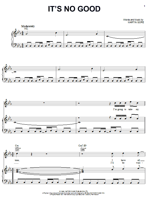 Depeche Mode It's No Good sheet music notes and chords arranged for Piano, Vocal & Guitar Chords (Right-Hand Melody)