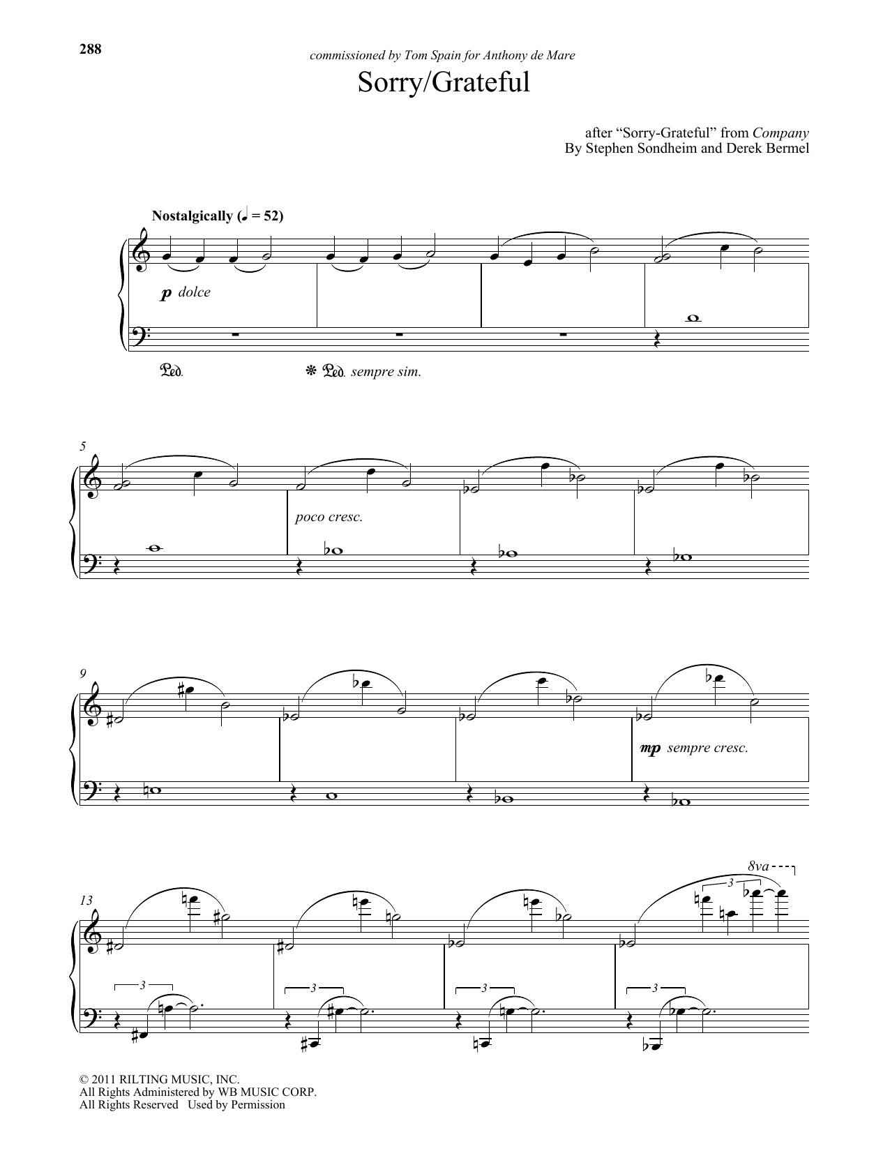 Derek Bermel Sorry/Grateful sheet music notes and chords arranged for Piano Solo