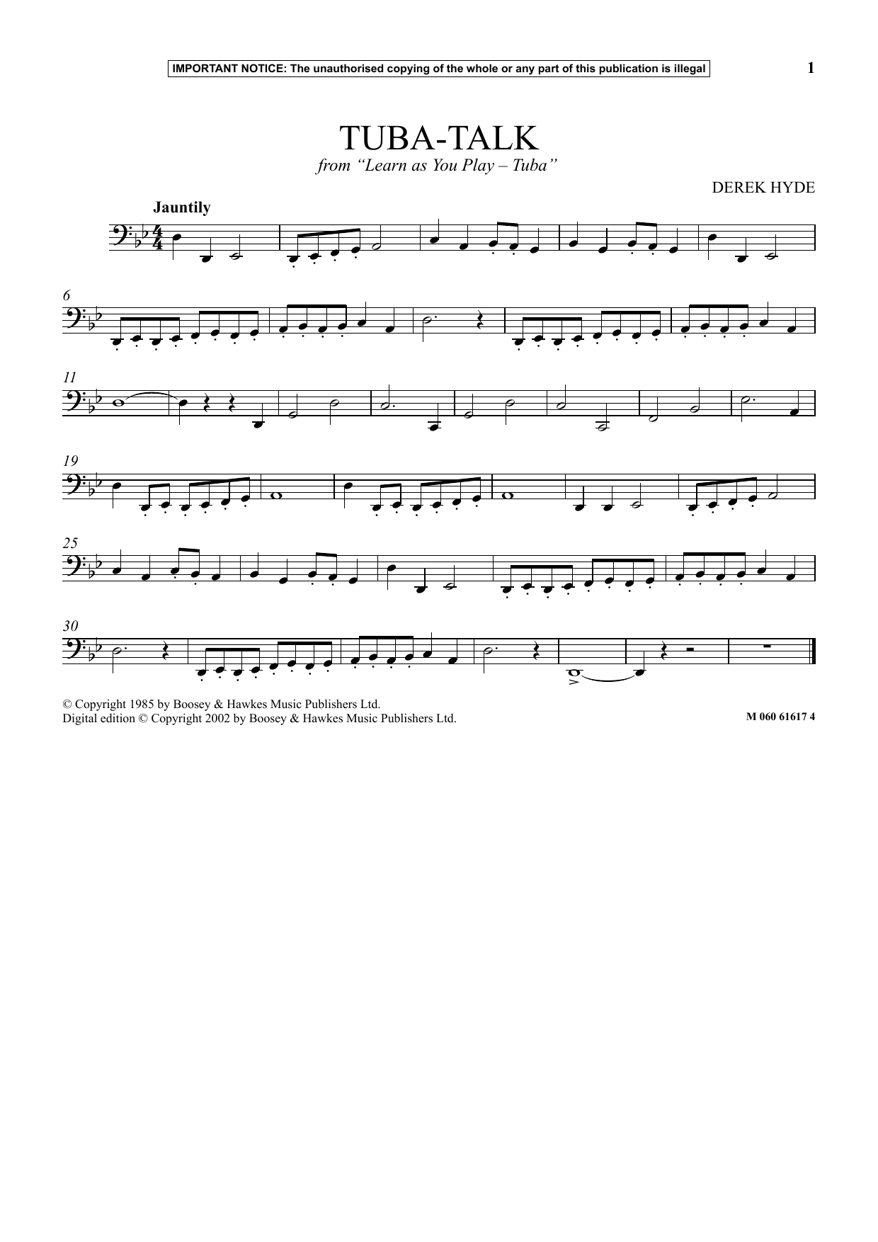 Derek Hyde Tuba Talk (from Learn As You Play Tuba) sheet music notes and chords arranged for Instrumental Solo