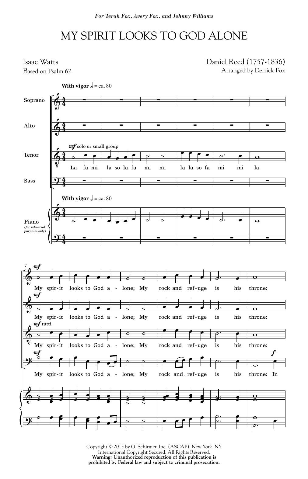 Derrick Fox My Spirit Looks To God Alone sheet music notes and chords arranged for SATB Choir