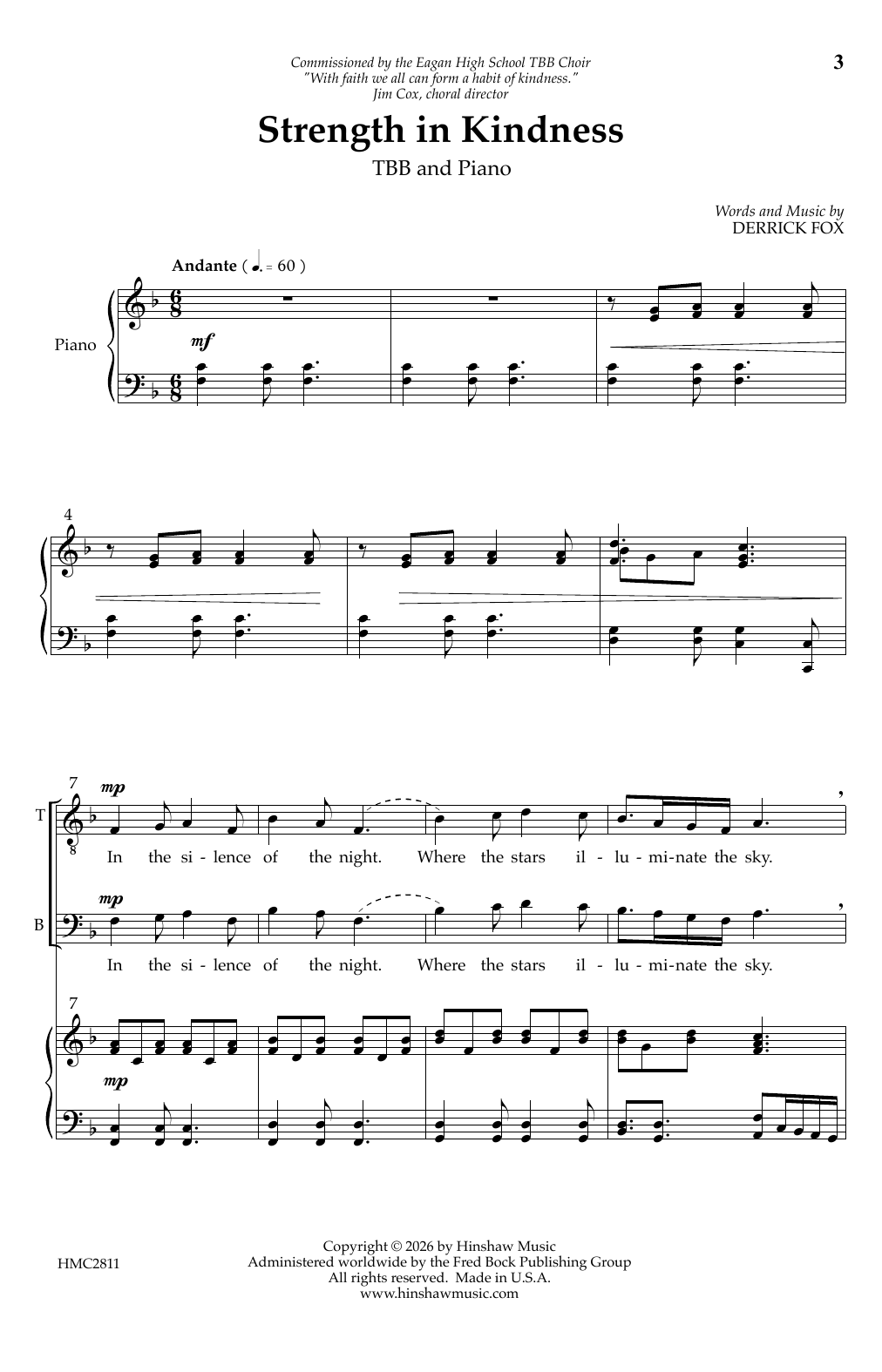 Derrick Fox Strength In Kindness sheet music notes and chords arranged for TTBB Choir